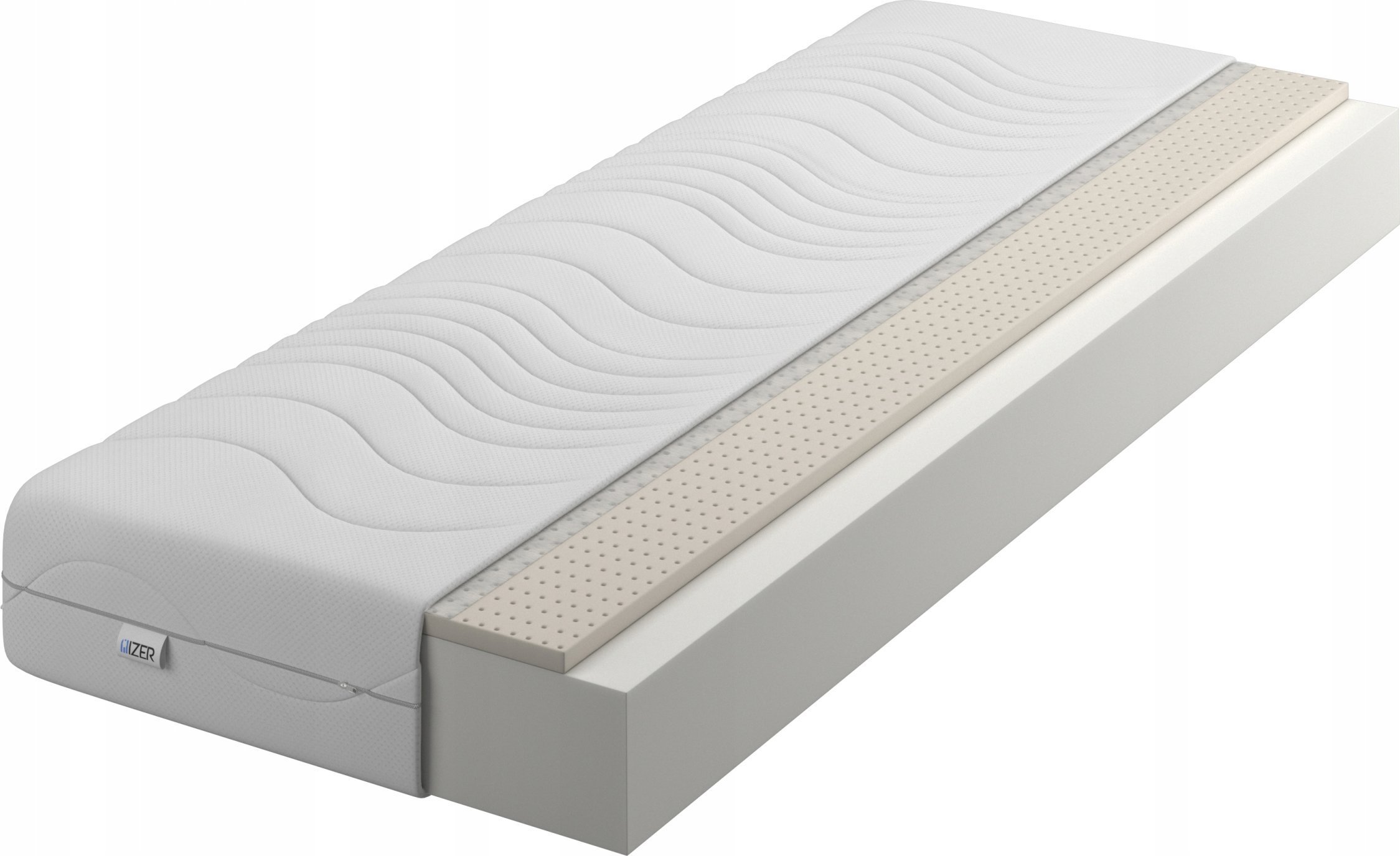 Materac piankowy Comfort + Lateks 70x190 20cm LATEX Dwustronny H2/H3 Pikowany pokrowiec