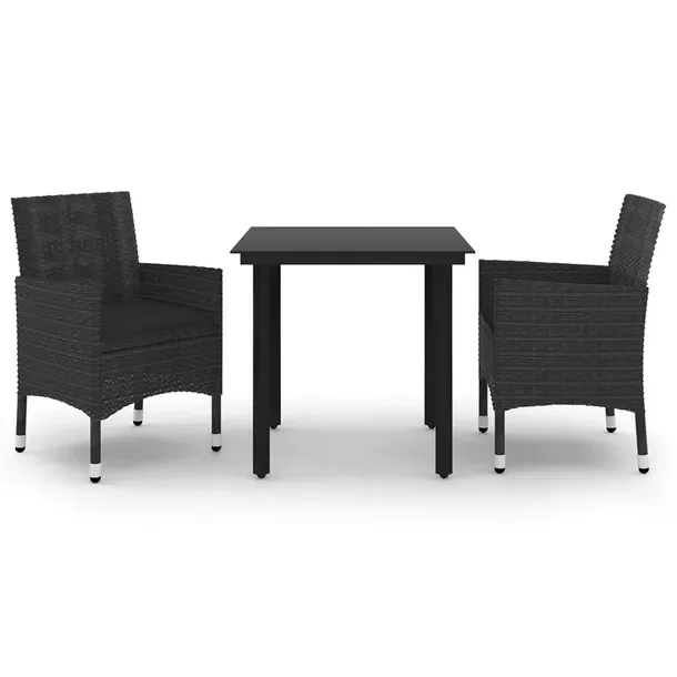 Zestaw mebli ogrodowych czarny - stół 80x80x74 cm, 2 krzesła 61x60x88 cm