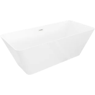 Mexen Velo Slim wanna wolnostojąca 170 x 75 cm, biała, przelew nikiel szczotkowany - 52811707500-97 - Wanny - miniaturka - grafika 1