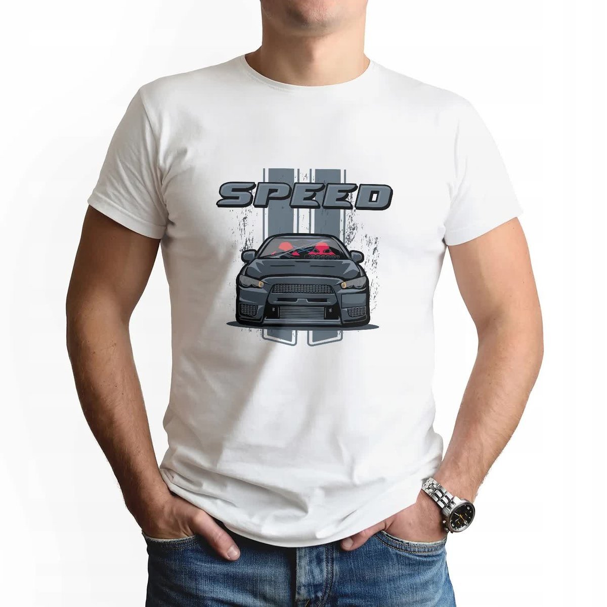 Podkoszulek Męski Biały M z nadrukiem SPEED 01