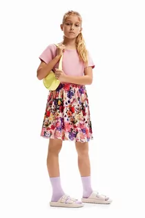 Sukienki i spódniczki dla dziewczynek - Desigual sukienka dziecięca kolor różowy mini rozkloszowana - grafika 1