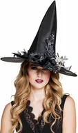 Dodatki do strojów karnawałowych - Kapelusz czarownicy czarny z czaszką na Halloween - 1 szt. - miniaturka - grafika 1
