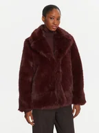Płaszcze damskie - ICONA Futro Cappotti RI5LE012 Bordowy Regular Fit - miniaturka - grafika 1