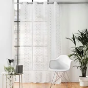 Firany - FIRANA GOTOWA NA PRZELOTKACH DO SALONU SREBRNY WZÓR FIRANKA WOAL 140x240 - miniaturka - grafika 1