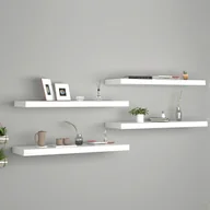 Półki do salonu - vidaXL vidaXL Półki ścienne, 4 szt, białe, 80x23,5x3,8 cm, MDF - miniaturka - grafika 1