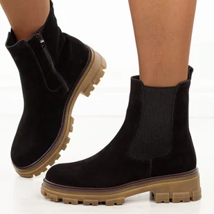 Czarne skórzane botki damskie Segio Leone Tr25733S - Sergio Leone - Botki damskie - miniaturka - grafika 1