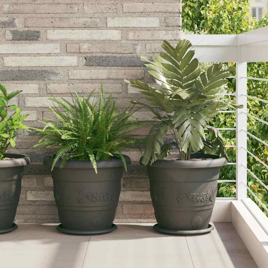 vidaXL Okrągły Talerzyk Kwiatowy 24 pcs Czarny 27 x 2,5 cm