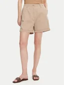 Spodenki damskie - Tommy Hilfiger Szorty materiałowe WW0WW44762 Beżowy Regular Fit - miniaturka - grafika 1