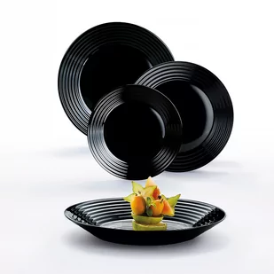 Komplet obiadowy Harena 19-elementowy czarny LUMINARC (salaterka 27 cm) - Serwisy obiadowe - miniaturka - grafika 1