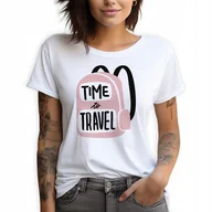 Zestawy upominkowe - Koszulka Damska Biała T-Shirt XXL Czas na Podróżowanie TRAVEL Mix Wzorów - miniaturka - grafika 1