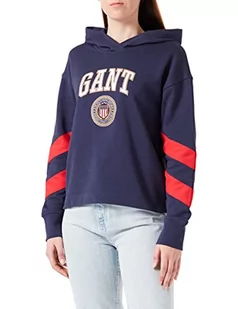 GANT Damska bluza z kapturem D1. Crest Shield Detail Hoodie bluza z kapturem, Classic Blue, XL - Bluzy damskie - miniaturka - grafika 1