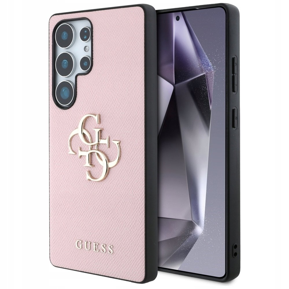 Guess Etui Grained Big 4G Small Classic Logo do Galaxy S25 Ultra, różowe
