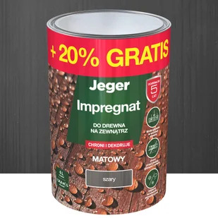 Impregnat do drewna dekoracyjny szary 5 l + 20% gratis Jeger - Farby i impregnaty do drewna - miniaturka - grafika 1