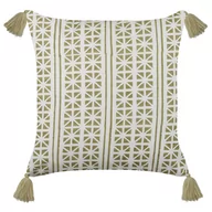 Poduszki dekoracyjne - Lumarko Bawełniana poduszka dekoracyjna w geometryczny wzór 45 x 45 cm zielona z białym SYRINGA - miniaturka - grafika 1