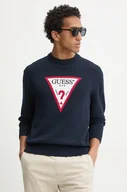 Swetry męskie - Guess Jeans sweter bawełniany kolor granatowy M4BR32 Z3HM1 - miniaturka - grafika 1
