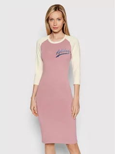 Sukienki - Adidas Sukienka dzianinowa HD9786 Różowy Slim Fit - grafika 1