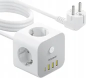 Listwy zasilające - Kostka listwa zasilająca Baseus PowerCombo 7 w 1, 3 AC + 3 x USB-A + 1 x USB-C 20W 1,5 m - biała - miniaturka - grafika 1