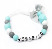 Akcesoria do smoczków - Silikonowa zawieszka z imieniem KRZYSIEK prezent - miniaturka - grafika 1