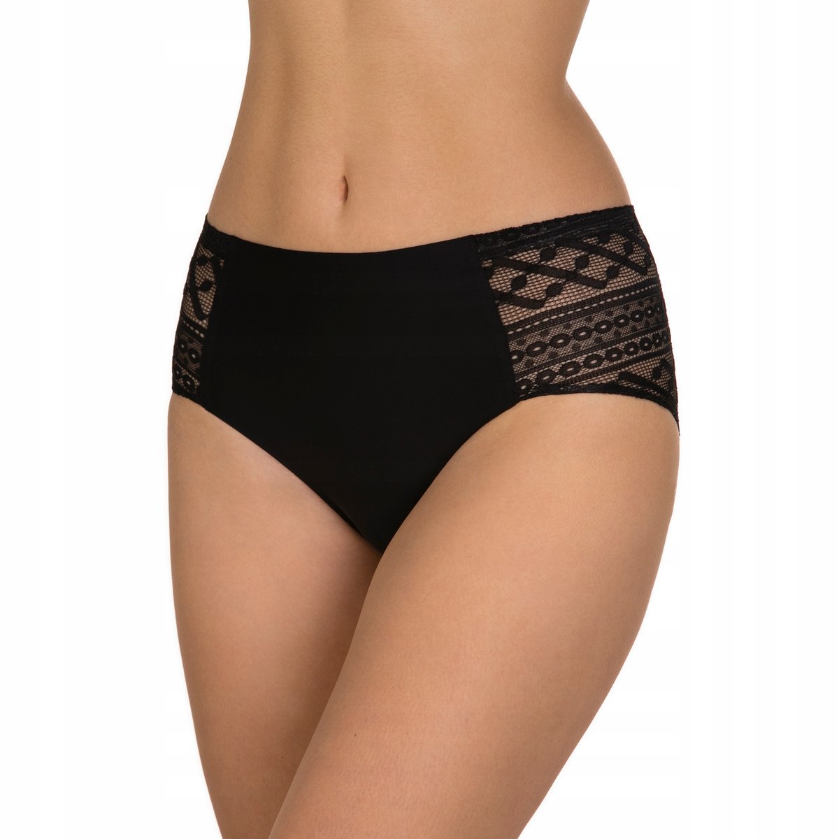 LAMA Figi Damskie Wysokie CZARNE r. S