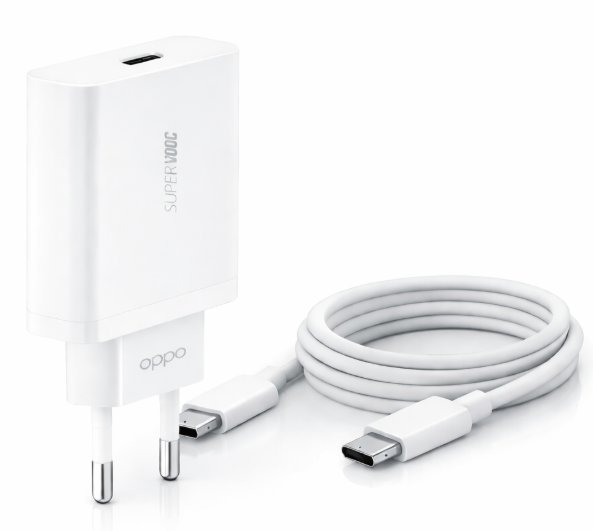 Szybka Ładowarka Sieciowa Oppo 65W USB-C GaN SuperVooc VCA7JCEH + Kabel USB TYP C