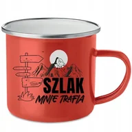 Kubki - KUBEK Stalowy Emaliowany 250 ml CZERWONY SZLAK MNIE TRAFIA Górskie Wzory - miniaturka - grafika 1