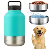 Shakery i bidony sportowe - DUŻA BUTELKA DLA PSA na WODĘ KARMĘ PODRÓŻNA SPACEROWA PRZENOŚNA BIDON STAL - miniaturka - grafika 1