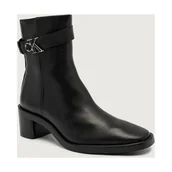 Botki damskie - Calvin Klein Skórzane botki na słupku - miniaturka - grafika 1