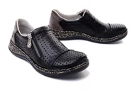 Półbuty damskie - RIEKER 46353-00 black, półbuty damskie - Rieker - miniaturka - grafika 1