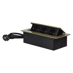 Gniazdo wpuszczane w blat 3x250V OR-AE-1337(GS)/BR schuko - Gniazdka elektryczne - miniaturka - grafika 1