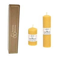 Zestawy upominkowe - Świąteczny Zestaw świec zwijanych z wosku pszczelego 8/5 + 18/5 cm w pudełku - miniaturka - grafika 1