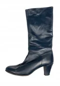 Kozaki damskie - Granatowe kozaki na słupku skóra BALLY 38 - miniaturka - grafika 1
