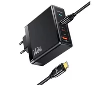 Ładowarki do telefonów - USAMS 2xUSB-C USB PD 140W Czarny - miniaturka - grafika 1