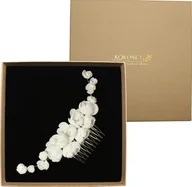 Ozdoby do włosów - KOKONET Grzebyk ślubny srebrny kwiatami kryształki srebro - miniaturka - grafika 1