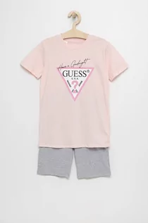 Piżamy damskie - Guess piżama dziecięca kolor różowy z nadrukiem - grafika 1