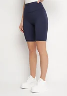 Spodenki damskie - Granatowe Szorty Typu Kolarki z Wysokim Stanem Asallie - miniaturka - grafika 1