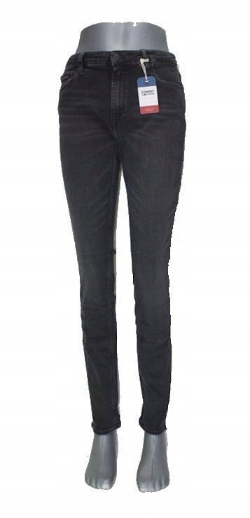 Tommy Jeans Santana jeansy czarne rurki wysoki stan DW0DW04734 oryg.W32/L34