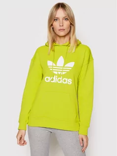 Bluzy damskie - Adidas Bluza Trefoil HE6950 Zielony Regular Fit - grafika 1