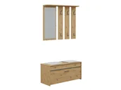 Meble do przedpokoju - Garderoba z lustrem i szafką na buty + siedzisko Avila - dąb artisan - miniaturka - grafika 1