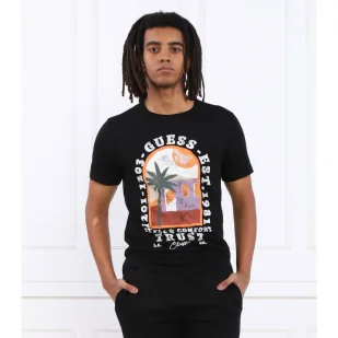 GUESS T-shirt PALM WINDOW | Slim Fit - Koszulki męskie - miniaturka - grafika 1