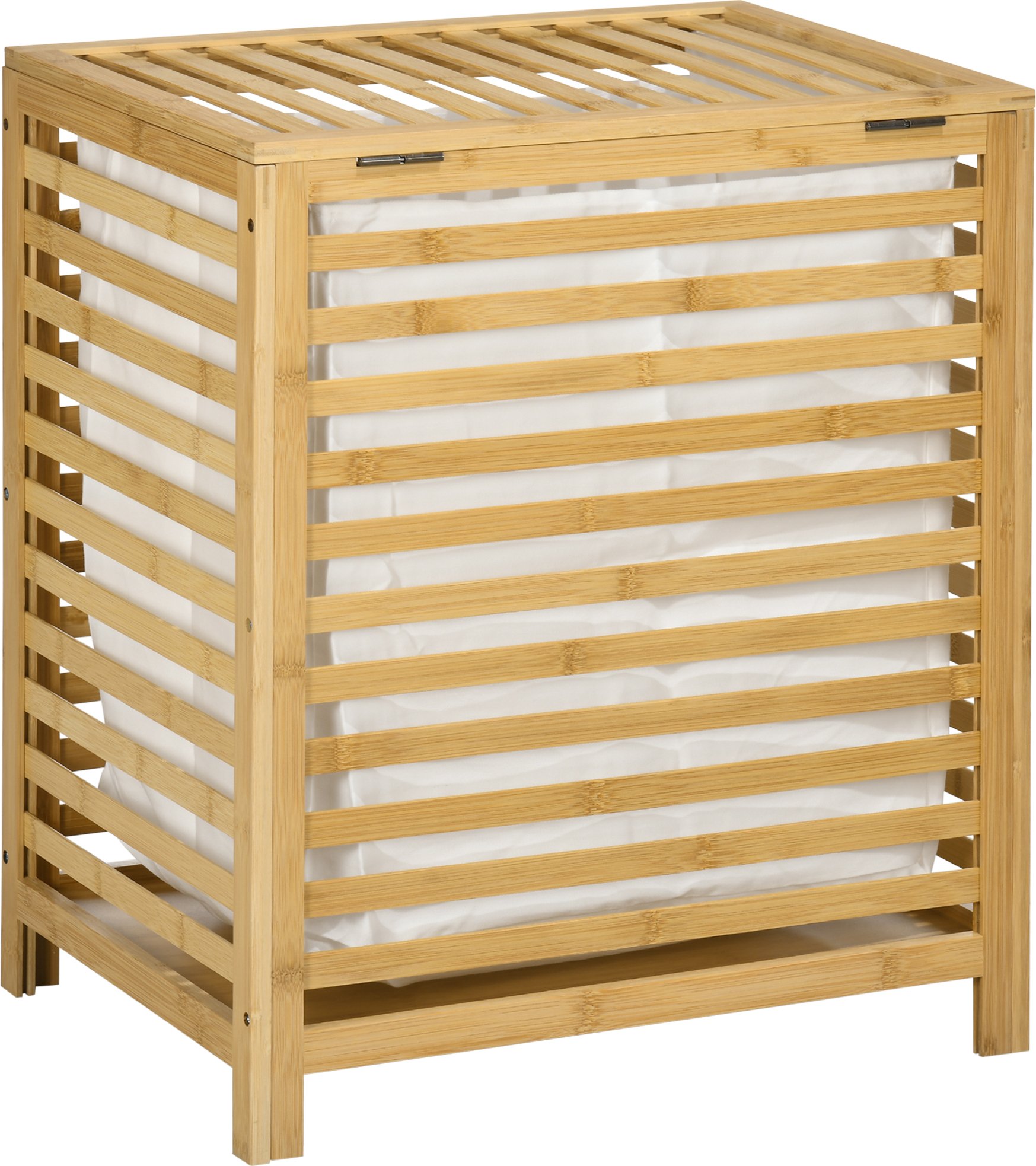 HOMCOM Kosz na pranie Skrzynia na pranie 55L Skrzynia na pranie, pojemnik na pranie z pokrywą, wyjmowany worek na pranie, do sypialni, łazienki, bambus, 50 x 36 x 60 cm, natura