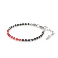 Bransoletki - Bransoletka Czarny Turmalin, Czerwony Spinel - kamienie naturalne 15,5-19,5cm KAM660 stal chir. - miniaturka - grafika 1