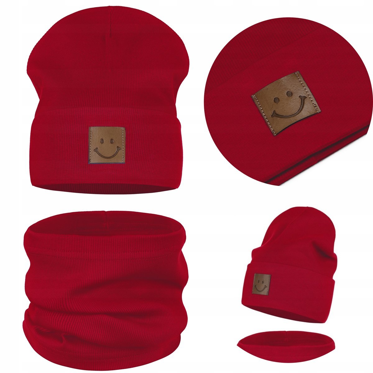 CZAPKA i KOMIN DZIECIĘCY Komplet Dziecka Zestaw BAWEŁNA 95% CZERWONY 48-52