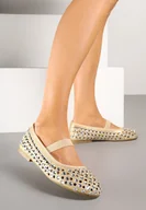 Baleriny - Złote Ażurowe Balerinki z Cyrkoniami Nileldi - miniaturka - grafika 1