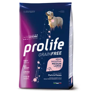 Prolife Grain Free Adult Sensitive Medium/Large Wieprzowina i ziemniaki - 10 kg - Sucha karma dla psów - miniaturka - grafika 1