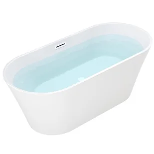 Wanna wolnostojąca biała przelew oraz korek biały 160 cm Lizbona Hydrosan - Wanny - miniaturka - grafika 1