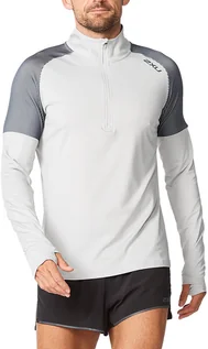 Koszulki sportowe męskie - 2XU Light Speed 1/2 Zip LS Shirt Men, biały XL 2021 Koszulki do biegania MR6555A-HBMBRF-XL - grafika 1