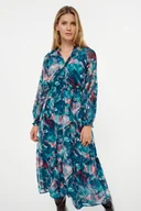 Sukienki - Sukienka z efektownym printem turkusowa - Greenpoint - miniaturka - grafika 1