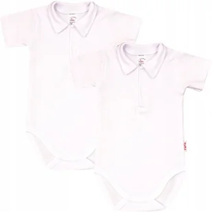 Body KR KOŁNIERZYK Polo 2PAK Biały r 74 KLEKLE - Body dla niemowląt - miniaturka - grafika 1