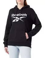 Bluzy damskie - Reebok Damska bluza polarowa z kapturem z dużym logo, czarna, XL, Czarny, XL - miniaturka - grafika 1