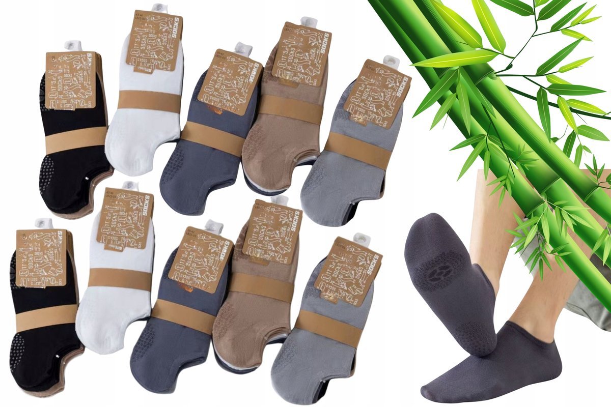 Stopki ABS Antypoślizgowe Męskie Skarpetki Bambusowe Kolorowe 10-PAR 39-42